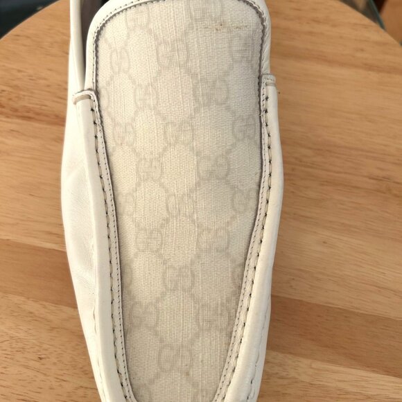GUCCI White Leather GG Supreme Drivers Mens Loafers  Size 10.5 G / 11.5 US main image 10
